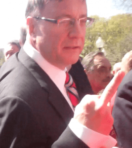 Americans for Prosperity's Steve Lonegan gives me the finger.